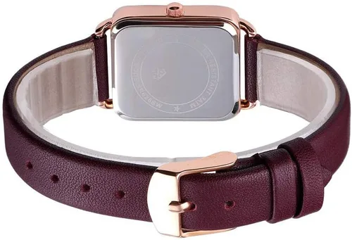 Vista 5 de carlien Reloj de cuarzo para mujer, elegante, rectangular, con correa de cuero y corona de zafiro