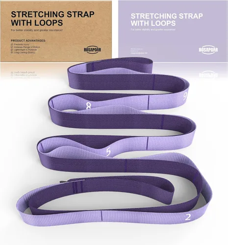 Vista 10 de ROSAPOAR Correa elástica con bucles, correas de yoga no elásticas para terapia física, bandas elásticas duraderas para ejercicio, entrenamiento