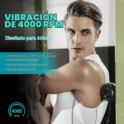 Vista 5 de Bola de Masaje Vibratória Vulken para Recuperación Muscular con SphereStrap – Objetivo Áreas de Difícil Acceso, Masaje de Espalda Sin Manos. Bola