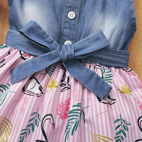 Vista 7 de Vestido de niña pequeña ropa de verano para niña vestido sin mangas vestido de mezclilla con flores lindos vestidos para niña