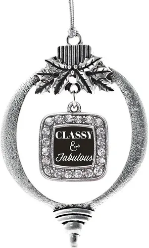 Vista 111 de Inspired Silver - Bon Voyage Cruise Ship Charm Ornamento – Adornos navideños cuadrados de plata con joyas de circonita cúbica