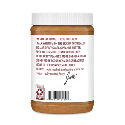 Vista 4 de Justin's NUT Butter, PNUT BTR, Classic, tamaño 28 onzas, sin ingredientes