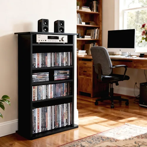 Vista 9 de ZENY Gabinete de almacenamiento multimedia, estante de DVD, estante organizador de libros, torre de medios de audio, 36 x 19 x 7 pulgadas