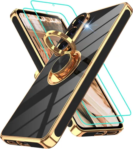 Vista 323 de Funda para Motorola Moto G 5G 2024: Funda Moto G Play 5G 2024 con 2 piezas de protectores de pantalla, soporte de anillo de rotación de 360°