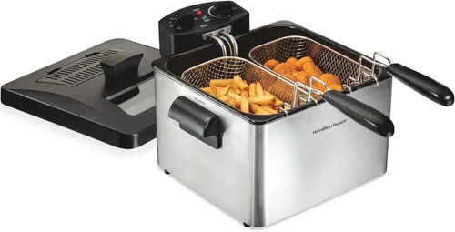Vista 9 de Hamilton Beach - Freidora eléctrica profunda con cesta y tapa, capacidad de aceite de 4.5 litros / 19 tazas, control de temperatura, ventana