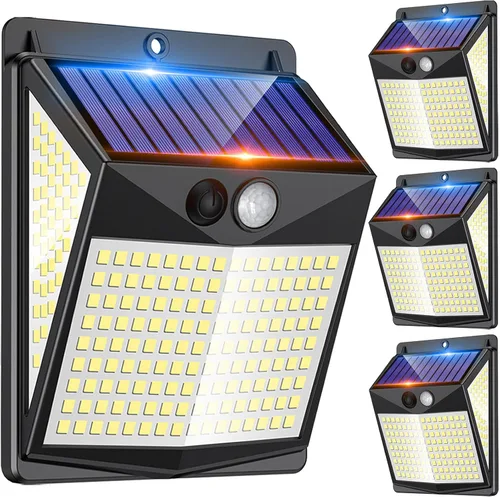 Vista 10 de Luces solares para exteriores con sensor de movimiento - Lámparas solares con detector de movimiento para exteriores, 238 LED con iluminación