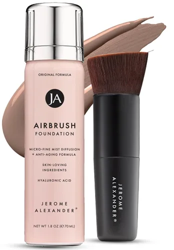Vista 18 de Jerome Alexander MagicMinerals AirBrush Foundation - Set de 2 piezas con base en aerosol y brocha Kabuki - Maquillaje en aerosol con ingredientes