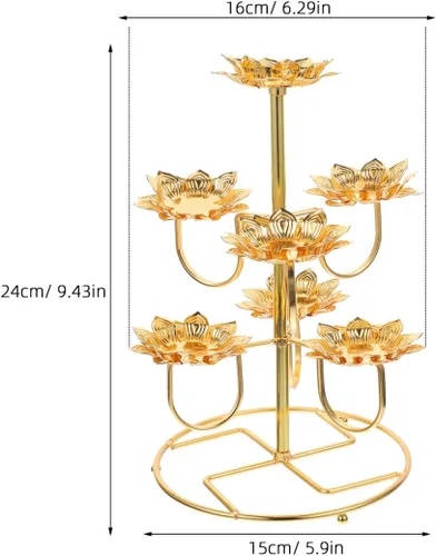 Vista 5 de Portavelas de yoga de Buda de flor de loto - Candelabro de acero para decoración del hogar