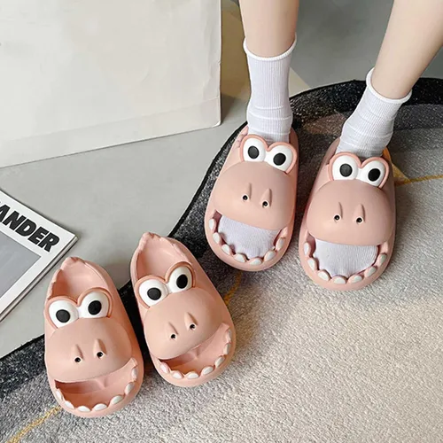 Vista 6 de Pantuflas de dinosaurio de dibujos animados para mujeres y hombres sandalias de ducha de animales divertidos para parejas antideslizantes 157