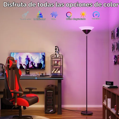 Vista 3 de SIBRILLE Lámpara de pie RGB Torchiere, lámpara de pie LED regulable de 30 W con control remoto, cambio de color, luz de esquina de 72 pulgadas