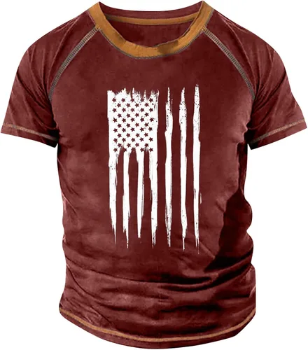 Vista 2 de Lmzaren Camisas patrióticas para hombre, camisetas patrióticas de la bandera de Estados Unidos, camiseta patriótica de manga corta para el 4