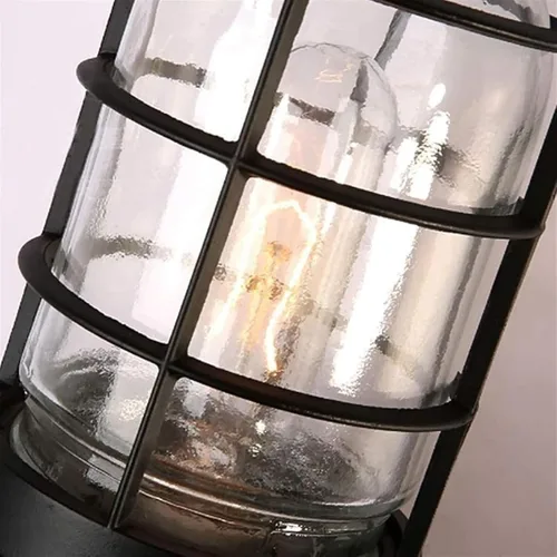 Vista 7 de Creative Wrought Iron Glass Wall Lamp - Retro Industrial Style Wall Sconce for Bar or Bedroom, E27 Bulb, Available in Brown and Black