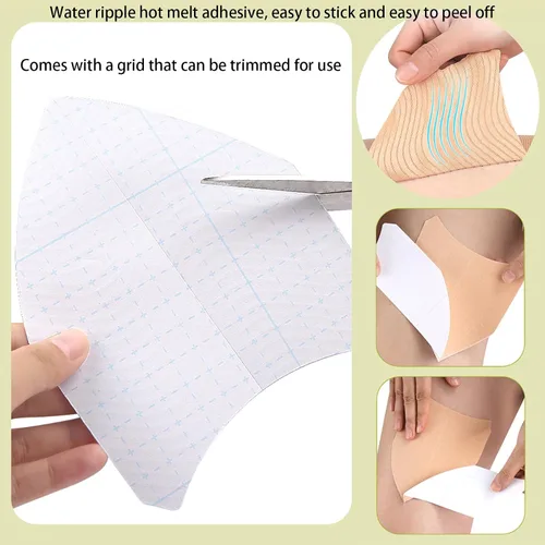 Vista 4 de Adhesivos antirozaduras para el interior del muslo, 20 piezas desechables autoadhesivas para muslos, cinta elástica transpirable para levantar