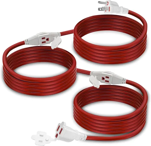 Vista 9 de Cable de extensión para exteriores con múltiples tomas de corriente – 25 pies – 3 enchufes – Cable de extensión de múltiples salidas resistente a