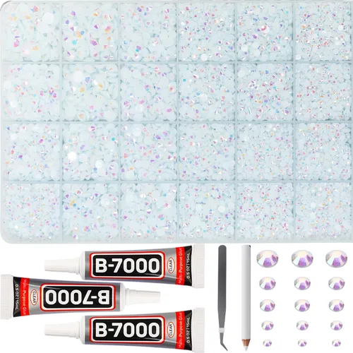 Vista 8 de 11000Pcs Silver Clear Rhinestones Bedazzling Kit, Bedazzled Gems Flatback