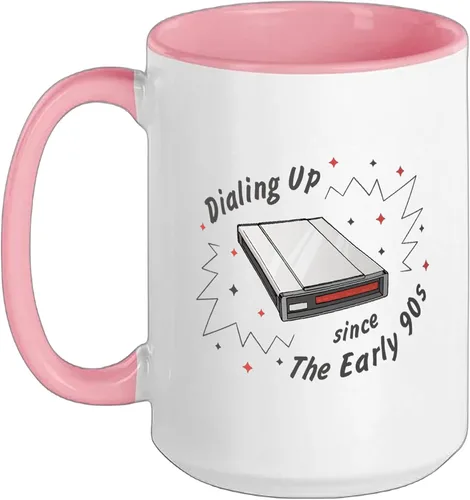 Vista 9 de 90s Nostalgia Retro 90s Dial Up Internet Vintage Ceramic Mug, Black/White, 11oz