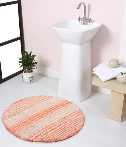 Vista 24 de Home Weavers Gradation Collection - Alfombra de baño 100% algodón, suave y absorbente, antideslizante, lavable a máquina, rectangular, 17 x 24 Beige