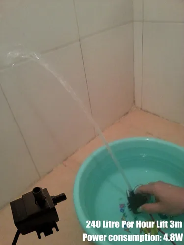 Vista 3 de SHYSKY 12VDC Mini bomba de agua sin escobillas DC30A-1230 4.8W 63.4GPH Elevación 9.8 ft 9.8ft Circulación continua estable de bajo ruido, para micro