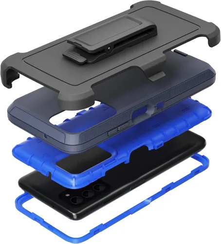 Vista 10 de Funda compatible con Samsung Galaxy A03s, con clip para cinturón, resistente, a prueba de golpes, protección de cuerpo completo para teléfono Negro