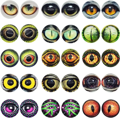 Vista 5 de 100 piezas de búho, serpiente, lagarto, ojos de animales, cabujón de cristal para hacer muñecas de arcilla, esculturas, accesorios