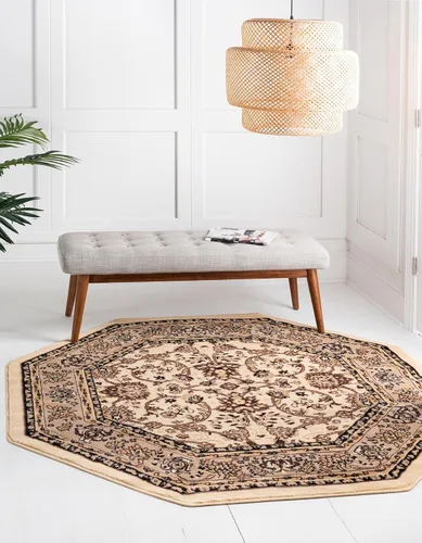 Vista 95 de Unique Loom Sialk Hill Collection - Alfombra de área Washington (6' 1" x 9' Rectángulo Burdeos/Crema)