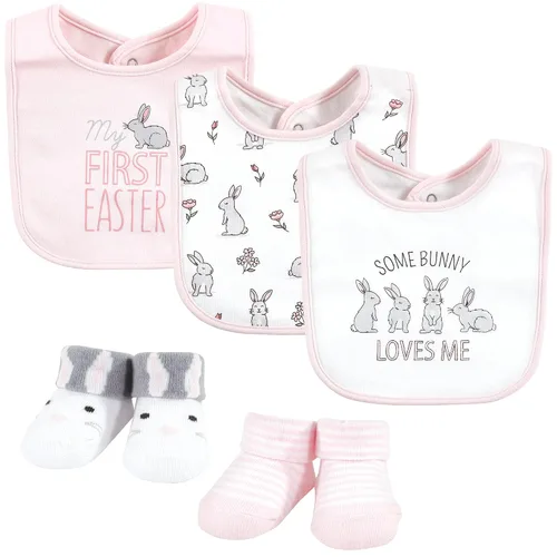 Vista 31 de Hudson Baby Conjunto de babero y calcetines unisex de algodón para bebé, Tamaño único Chica Calabaza
