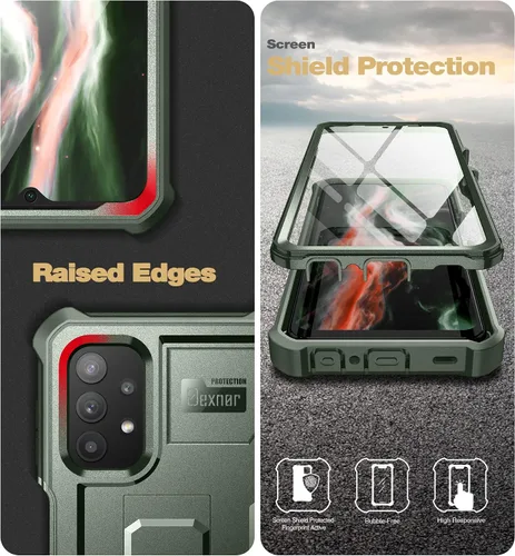 Vista 7 de Dexnor Funda para Samsung Galaxy A32 5G, [protector de pantalla y soporte integrados] Protección de grado militar resistente a prueba de golpes