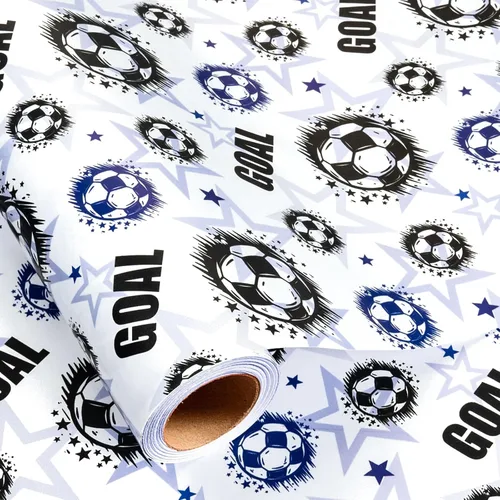 Vista 30 de Homeral Rollo de papel para envolver regalos azul para baby shower - Rollo mini - 17 pulgadas x 16.5 pies - Juego reversible de papel de regalo