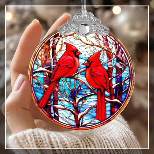 Vista 3 de Adornos de Navidad cardenales, adorno cardenal, simbolizando amor y memoria, elegante regalo de recuerdo navideño para familiares y amigos