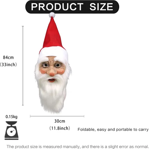 Vista 5 de molezu - Máscara de Papá Noel para disfraz de Navidad para adultos