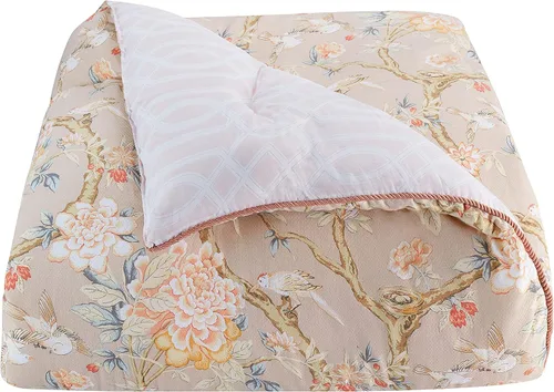 Vista 7 de WAVERLY Mudan - Juego de edredón reversible con diseño floral, tamaño King, color gris topo, 4 piezas