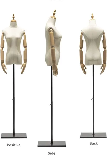 Vista 6 de Adjustable Female Mannequin Torso with Detachable Head & Arms - Medium Size Dress Form for Sewing, Tailoring, Jewelry Display - Perfect for