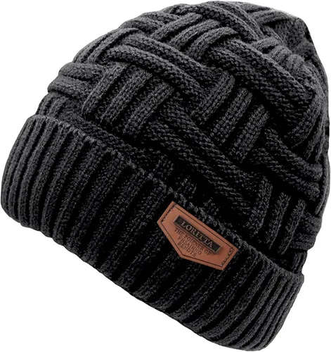 Vista 34 de Loritta Gorro de invierno cálido de punto grueso y holgado para hombre