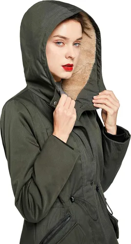 Vista 4 de Orolay Parka Abrigo de invierno con forro polar grueso para mujer con bolsillos
