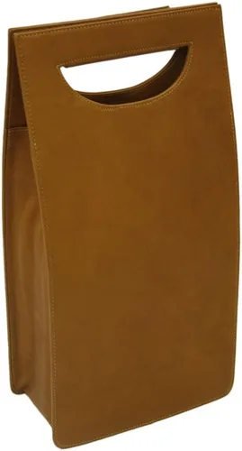 Vista 2 de Piel Leather Portador de vino doble, Saddle, Portador de vino doble
