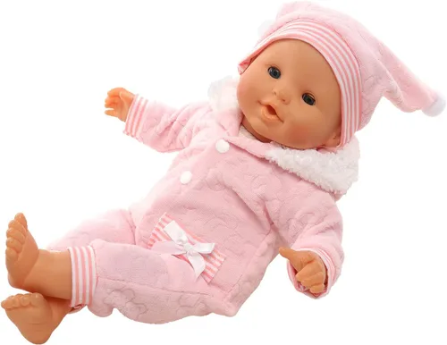 Vista 7 de Miunana Ropa de muñeca de bebé de 14 a 16 pulgadas, overol rosa con capucha y gorro hecho a mano