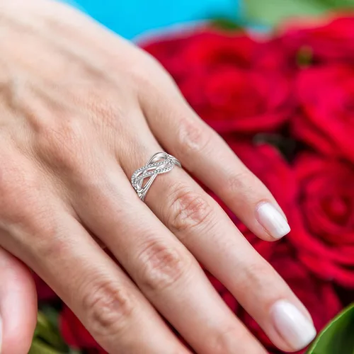 Vista 3 de YL Anillo de compromiso de infinito para mujer, plata de ley 925, joyería de compromiso retorcida de eternidad
