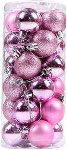 Vista 8 de 24 adornos de bola de Navidad, mini esferas de Navidad de plástico inastillables con cuerda para colgar, juego de bolas decorativas empaquetadas