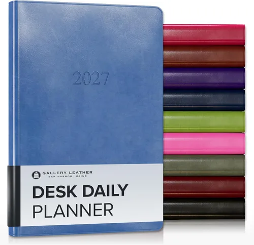 Vista 14 de Gallery Leather Agenda diaria 2027 Acadia páginas doradas y negras Agenda y cuaderno diario elegantemente encuadernado con elegantes bordes