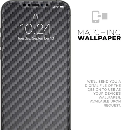 Vista 6 de DesignSkinz Kit de calcomanías de cuerpo completo compatible con iPhone 15 Plus, fibra de carbono negra texturizada