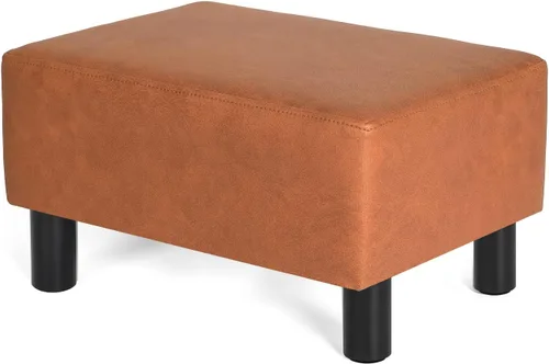 Vista 9 de Joveco Reposapiés pequeño otomano, reposapiés rectangular moderno para sala de estar y dormitorio (cuero sintético negro)