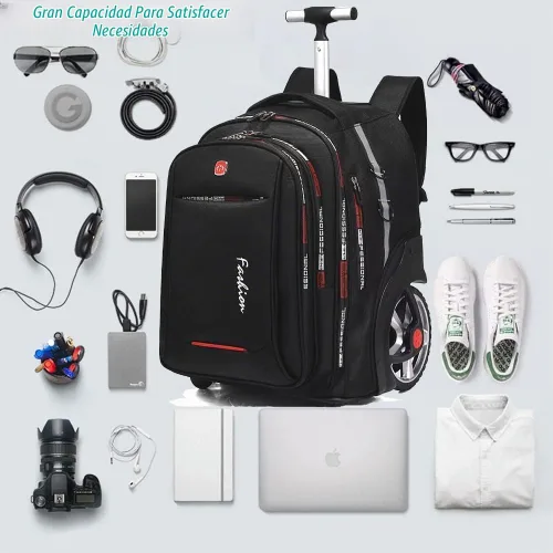 Vista 3 de Mochila con ruedas de 22 pulgadas con ruedas para viajes, mochilas con ruedas de gran capacidad de 55 L, mochila con ruedas con compartimento