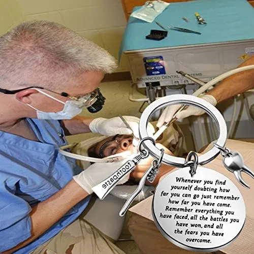 Vista 7 de Lywjyb Birdgot Llavero dental, joyería dental para dentista, regalos inspiradores, regalo de graduación de dentista