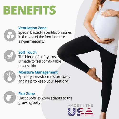 Vista 4 de Terramed - Leggings de compresión de maternidad sobre el vientre para mujer, 20-30 mmHg