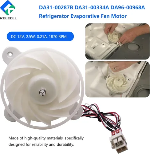 Vista 6 de DA31-00287B DA31-00334A DA96-00968A Motor del ventilador del evaporador del refrigerador compatible con Samsung 3954921 AP5948644 PS9494284