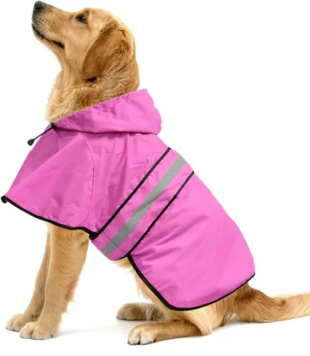 Vista 8 de Impermeables Reflectantes Impermeables para Perros - Chaqueta de Lluvia Ajustable para Cachorros, Chubasqueros Ligeros con Capucha para Perros