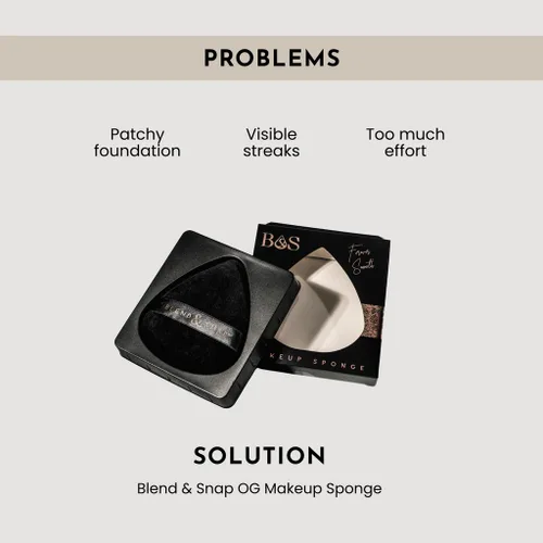 Vista 2 de BLEND & SNAP - Esponja de maquillaje triangular de terciopelo grande para una cobertura suave e impecable, esponja secante para base
