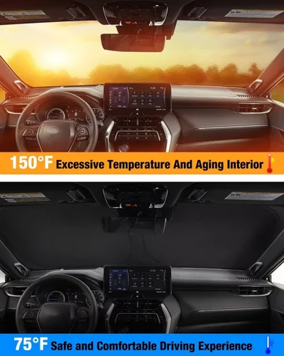 Vista 4 de Neverland Cubierta para parabrisas de automóvil, tela Oxford con revestimiento plateado de alta calidad, diseño plegable, protección UV para Honda