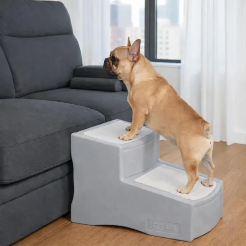 Vista 4 de Pet Gear Easy Step II Pet Stairs, Almond, 2 Step For Cats/Dogs up to 75 Pounds, Portable, Removable Washable Carpet Tread, No Tools Required
