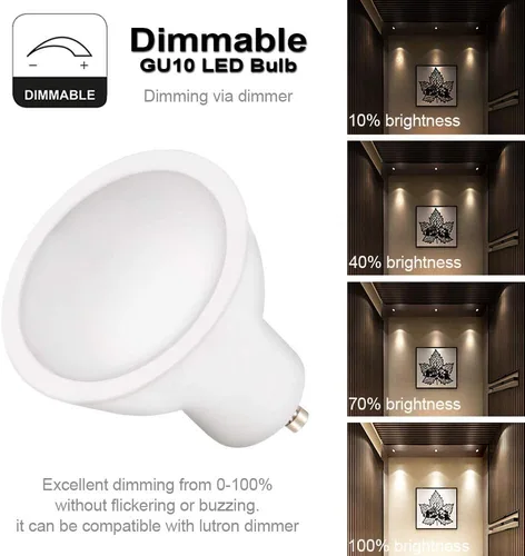 Vista 5 de Bombillas LED GU10 LED COB Bombilla de inundación de 5.5 W, 110 V, iluminación de pista, regulable, haz de 120°, 4 paquetes (blanco frío)